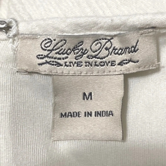 Lucky Brand Lace Boho Fit & Flare Scoop Neck Dress Cream Size M - Picture 9 of 11